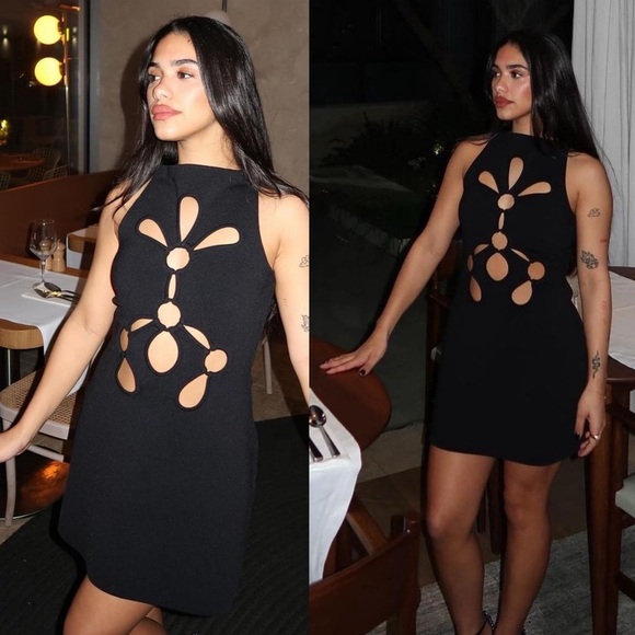 Cult Gaia Franco Floral Cut Out Knit Mini Dress Black NEW with tags - Picture 8 of 9